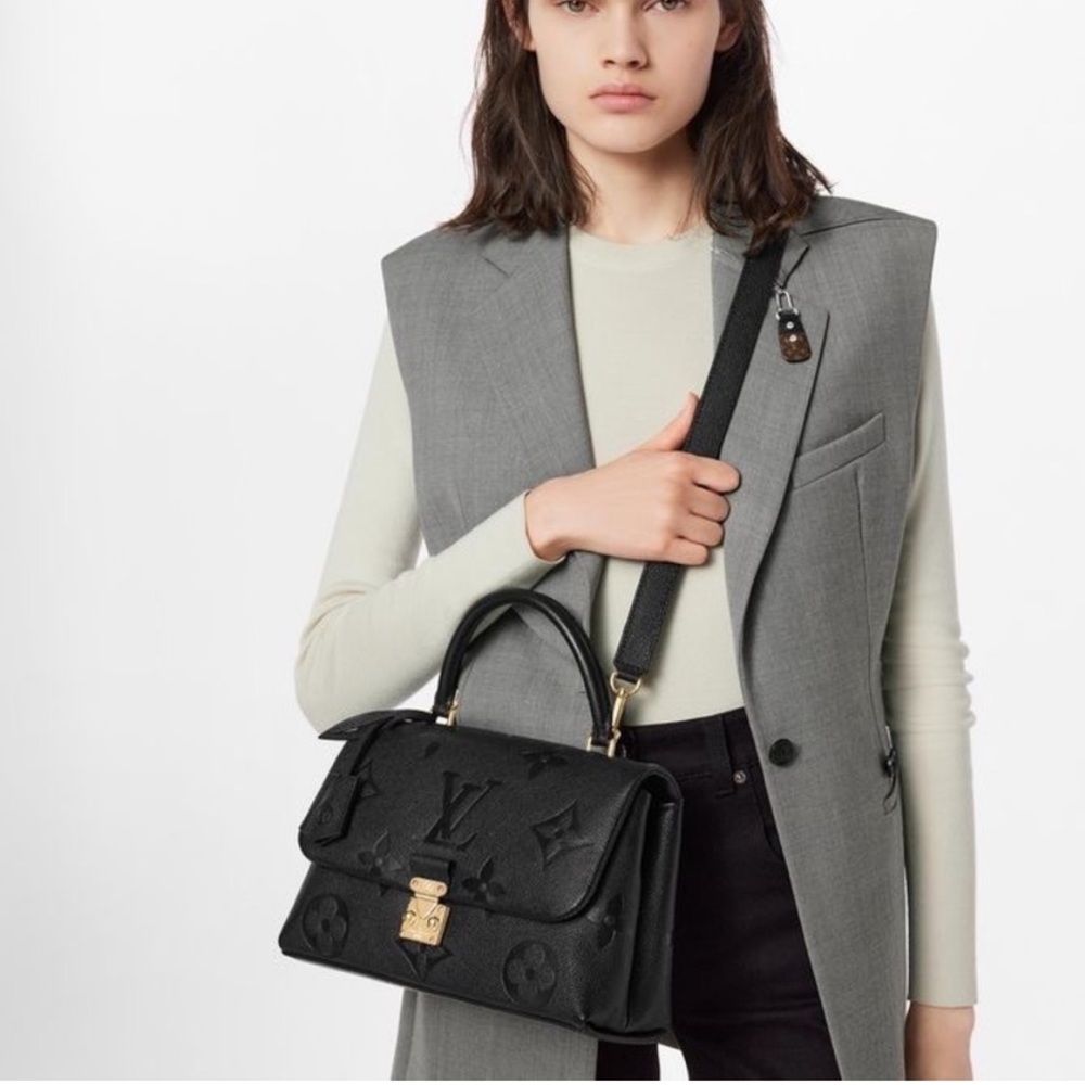 Louis Vuitton Madeleine Black Embossed Leather Top-Handle Satchel-Gold Hardware - Picture 3 of 16